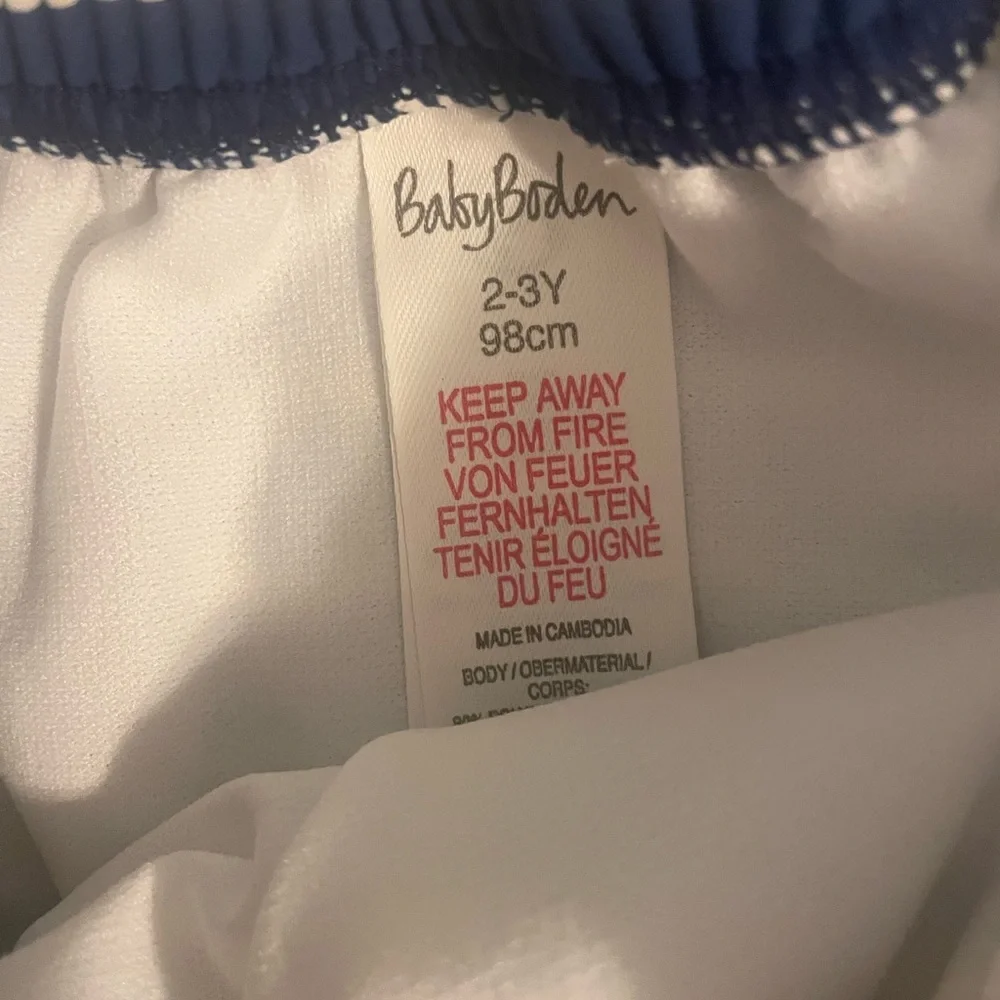 Baby Boden Blue and White Striped Kids Swim Diaper